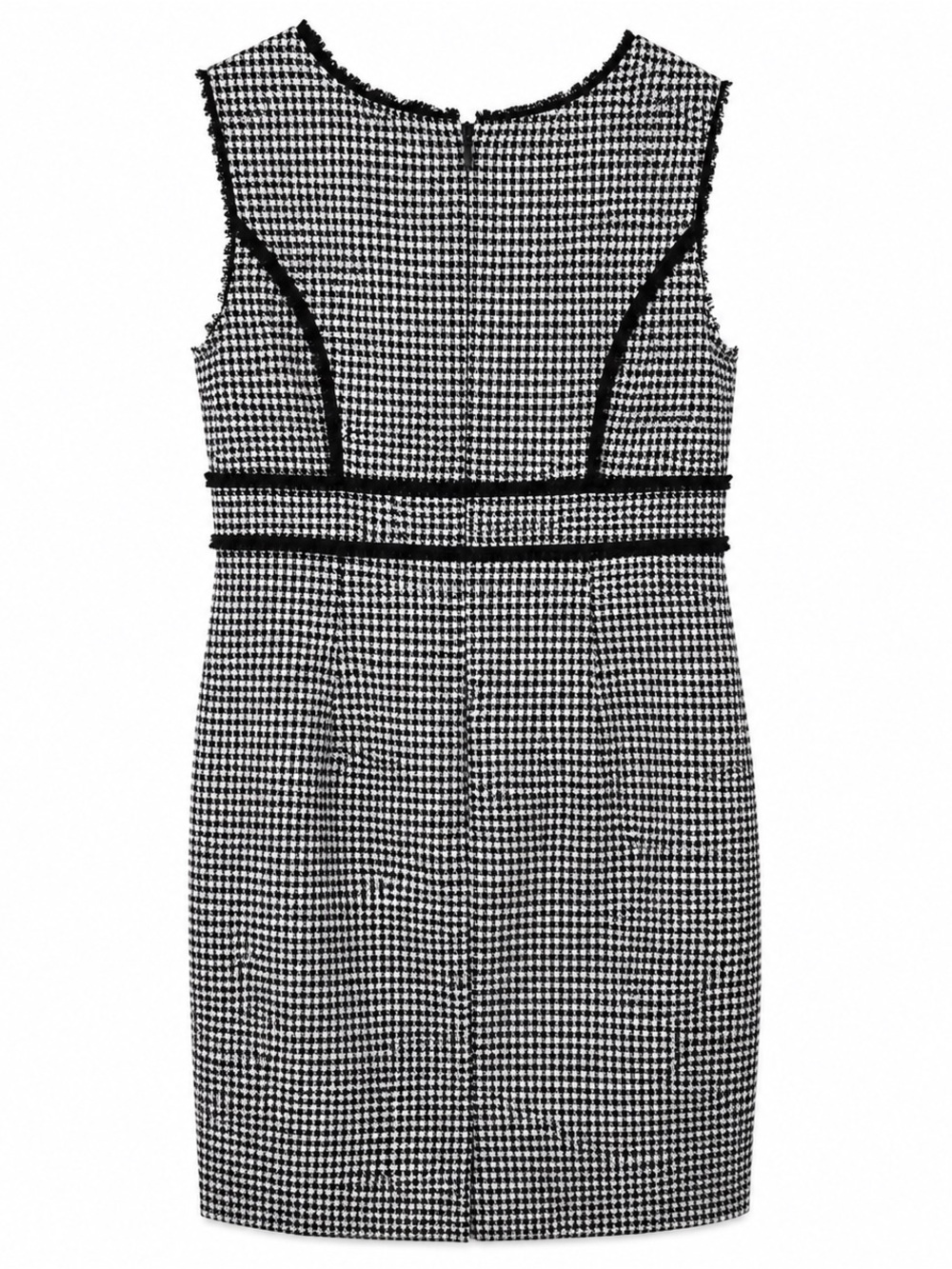 Karl Lagerfeld Paris Houndstooth Sheath Dress Fringe Trim V-Neck Size 6 Career - Picture 2 of 4